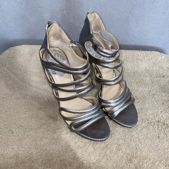 Vince Camuto Shoes - Vince Camuto Silver Metallic Strappy Heels Size 8M / EU 38 Gladiator Sandals